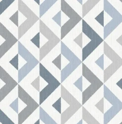 2902-25541 Seesaw Slate Geometric Faux Linen Wallpaper