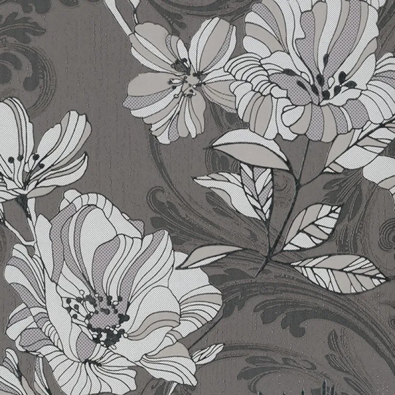 4019-86401 Selene Silver Mucha Floral Wallpaper