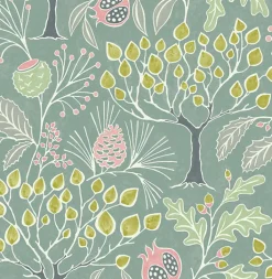 2903-25832 Shiloh Green Botanical Wallpaper