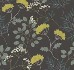 2975-87544 Sorrel Black Botanical Wallpaper