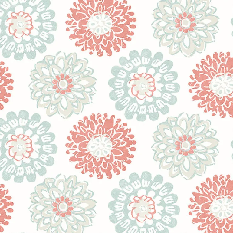 3120-13701 Sunkissed Coral Floral Wallpaper