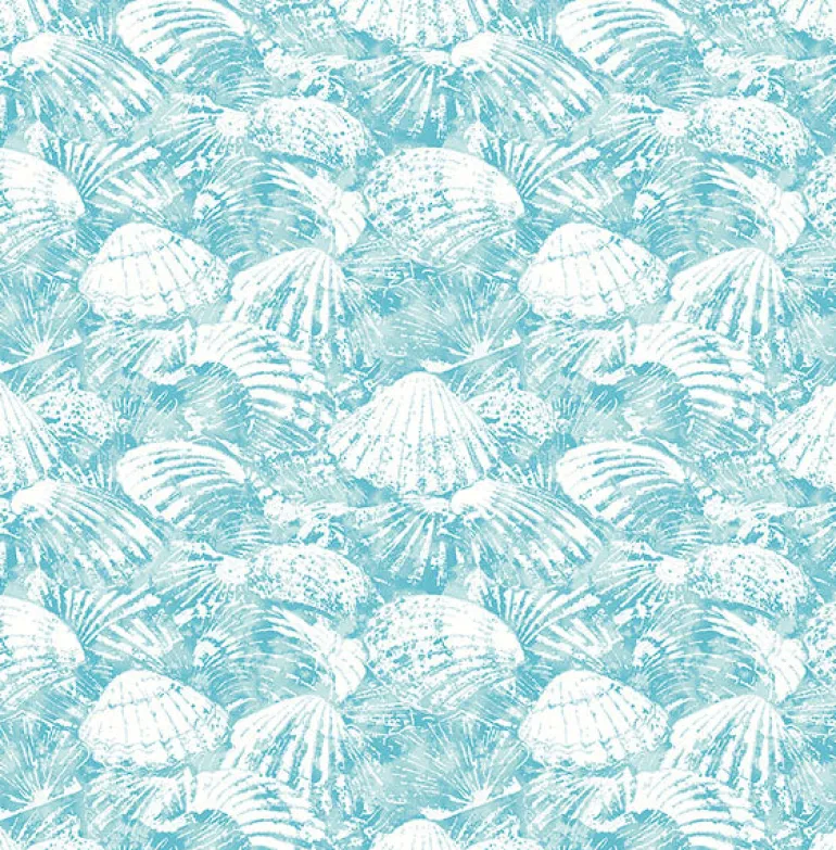 2904-25688 Surfside Aqua Shells Wallpaper