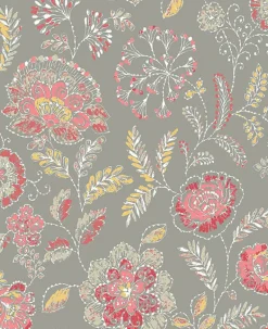 2744-24108 Tropez Coral Jacobean Wallpaper