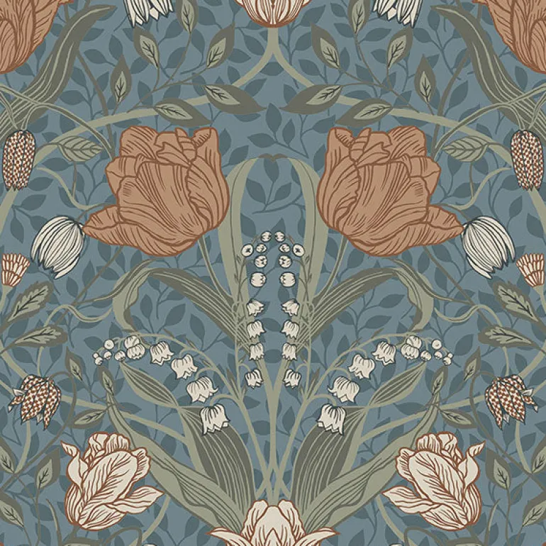 2948-33009 Tulipa Blue Floral Wallpaper
