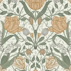 2948-33006 Tulipa Green Floral Wallpaper