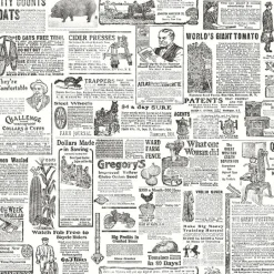2904-13081 Underwood Black Newspaper Wallpaper