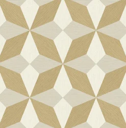 2896-25302 Valiant Gold Faux Grasscloth Mosaic Wallpaper