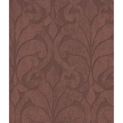 376002 Vallon Maroon Damask Wallpaper