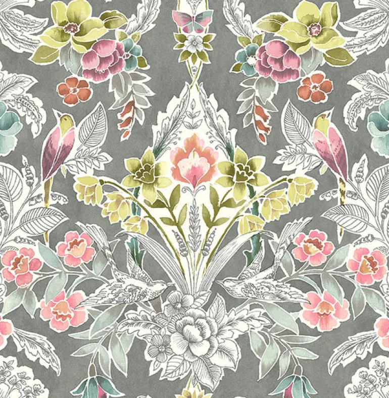 2903-25860 Vera Multicolor Floral Damask Wallpaper
