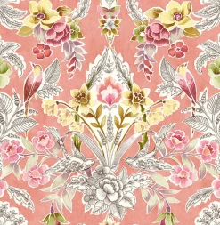 2903-25861 Vera Pink Floral Damask Wallpaper