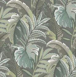 2861-25761 Verdant Dark Grey Botanical Wallpaper
