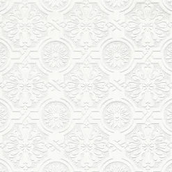 4000-32817 Victorian White Tin Ceiling Paintable Wallpaper
