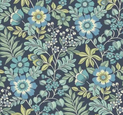 2970-87533 Voysey Navy Floral Wallpaper