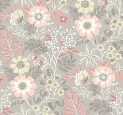 2970-87536 Voysey Pink Floral Wallpaper