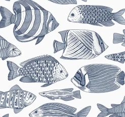 2927-80202 Wailea Indigo Tropical School Wallpaper