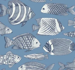 2927-80212 Wailea Sky Blue Tropical School Wallpaper