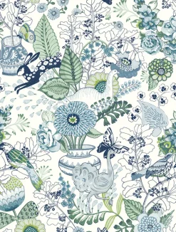 2821-12804 Whimsy Blue Fauna Wallpaper