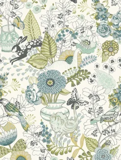 2821-12803 Whimsy Green Fauna Wallpaper