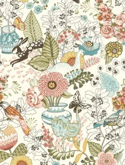 2821-12802 Whimsy Pink Fauna Wallpaper