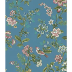 375066 Willem Sapphire Painted Garden Wallpaper