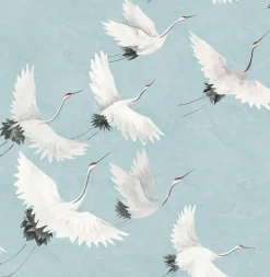 2764-24300 Windsong Blue Crane Wallpaper