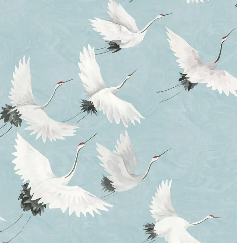 2764-24300 Windsong Blue Crane Wallpaper