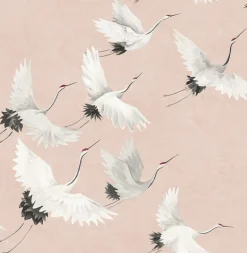 2904-24305 Windsong Pink Bird Wallpaper