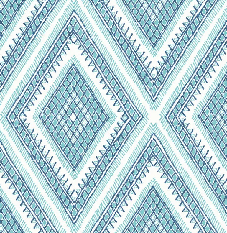 2969-26013 Zaya Blue Tribal Diamonds Wallpaper