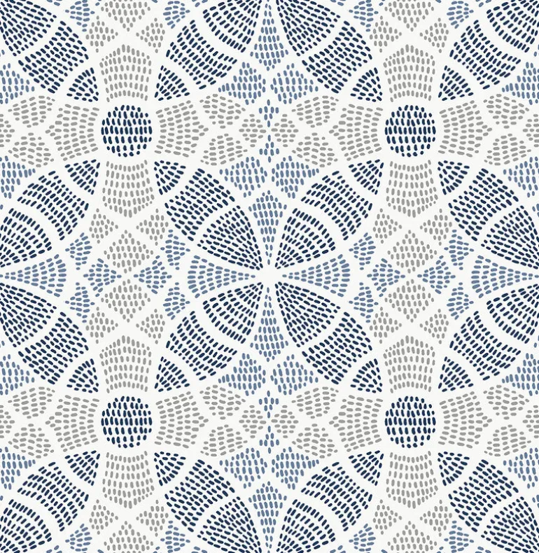 2764-24335 Zazen Blue Geometric Wallpaper