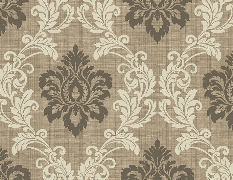 Adela Light Brown Twill Damask Wallpaper