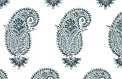 Antique Paisley Print Wedgewood White Laura Kiran Fabric