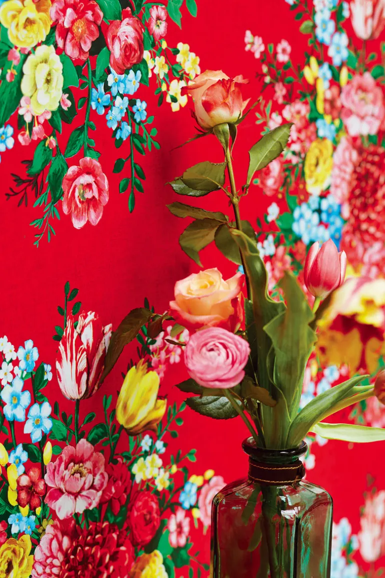 Ayaanle Red Dutch Painters Floral Wallpaper