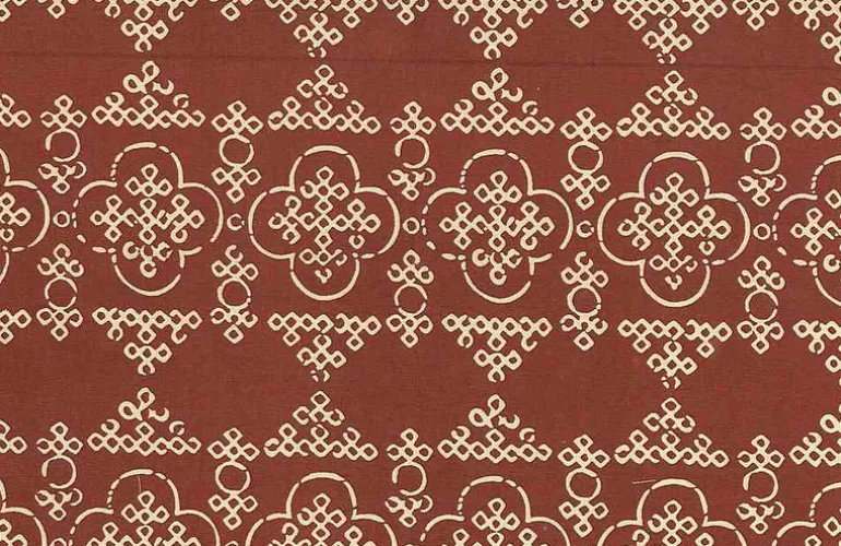 Bandhani Print Venetian Red Laura Kiran Fabric