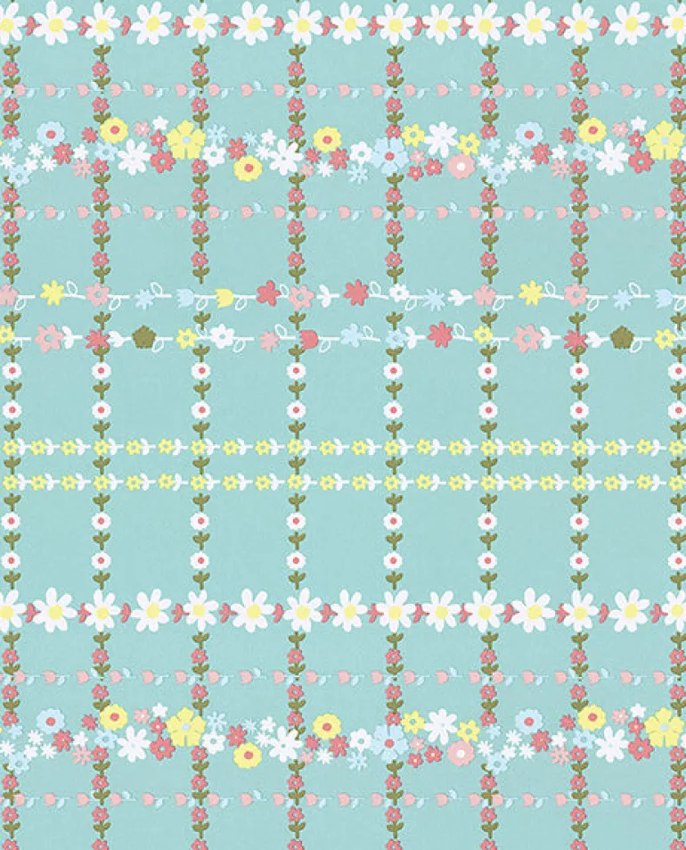 Belina Jade Flower Check Wallpaper