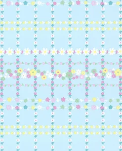Belina Light Blue Flower Check Wallpaper