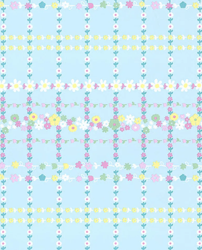Belina Light Blue Flower Check Wallpaper