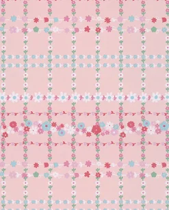 Belina Light Pink Flower Check Wallpaper