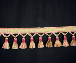 BF4005 Pink 42/14 Pink Green Tassel Trim Fringe