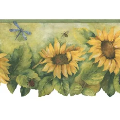 BG71361DC Country Sunflower Insects Floral Wallpaper Border