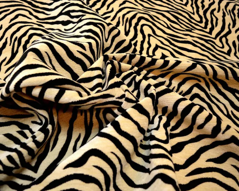 Black Cream Tiger Upholstery Fabric Chenille 1710 Shadow