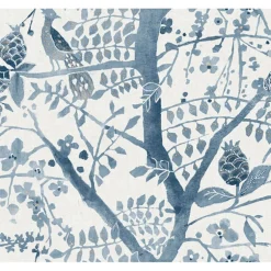 BO6634 Blue Peacock Block Print Wallpaper