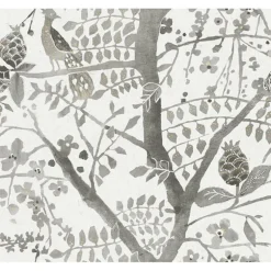 BO6633 Gray Peacock Block Print Wallpaper