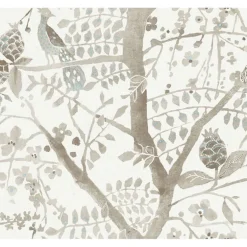 BO6635 Off White Peacock Block Print Wallpaper