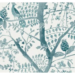 BO6632 Teal Peacock Block Print Wallpaper