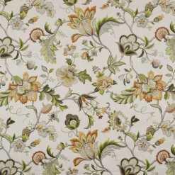 Brissac Amber Floral Jacobean Linen Fabric