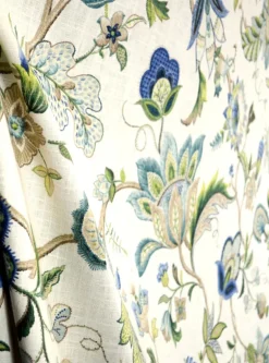 Brissac Sapphire Floral Linen Fabric