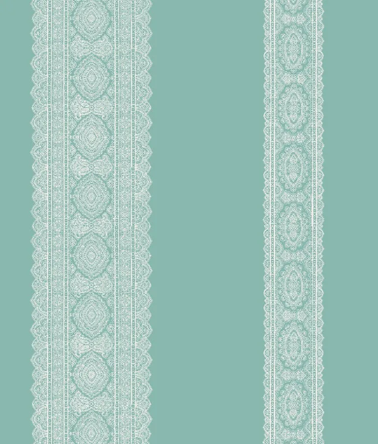 Brynn Turquoise Paisley Stripe Wallpaper