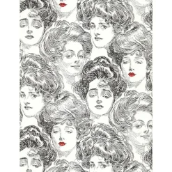 BV2419 SS2419 Pucker Up Butter Cup Black White Gibson Girl Toile Wallpaper
