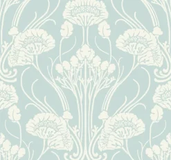 CA1569 Blues Nouveau Damask Wallpaper