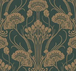 CA1566 Greens Nouveau Damask Wallpaper